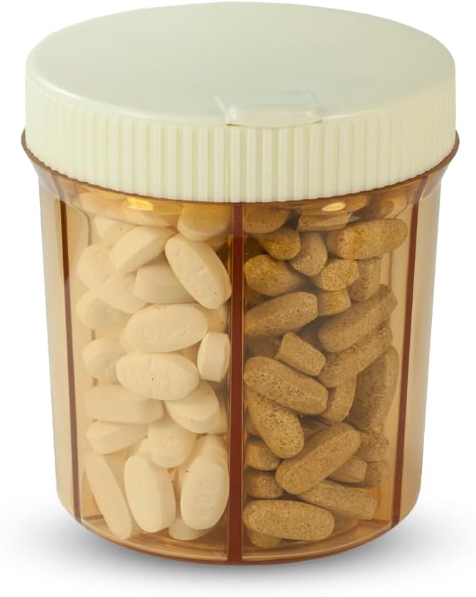 Vitanizér Vitamin & Pill Pořadatel - 6 Kompozitní pouzdro s Easy Turn Lid Dispenser - Vhodné pro všechny velikosti tablety & doplňky - Pevné, bezpečné, UV ochranný plast