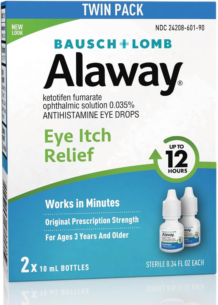 Alaway Antihistamin, Eye Itch Relief Drops, Twin Pack, 0.34 fl oz Each
