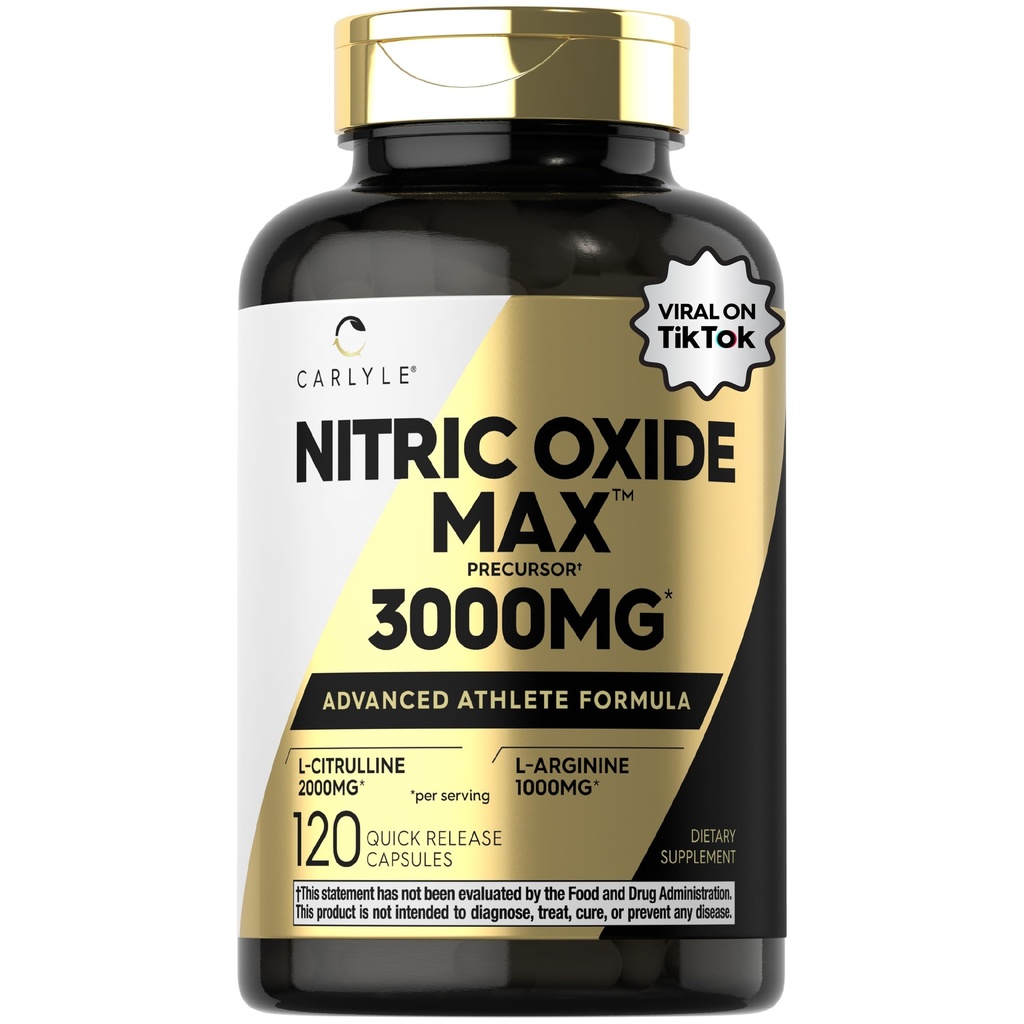 Carlyle Nitric Oxide Dodatek 3000mg PHARMAD 124; 120 Kapsle PHARMAL 124; Pre cvičení s L- Arginin & L- Citruline PHARMAL 124; Non- GMO, gluten zdarma