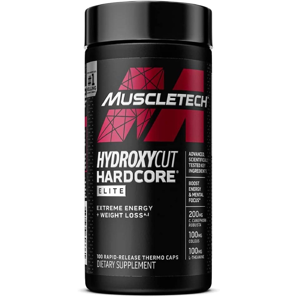 Hydroxycut Hardcore Elite - 100 Rapid- Release Termo Caps - Energy & Focus - pro muže a ženy - 50 Služeb