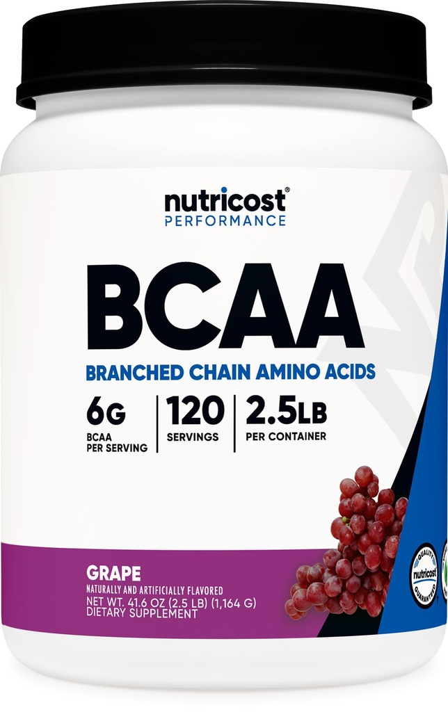 Nutricost BCAA Powder (Grape, 120 Servings) - gluten Free, Non-GMO, Vegetarian, Optimal 2: 1: 1 Poměr