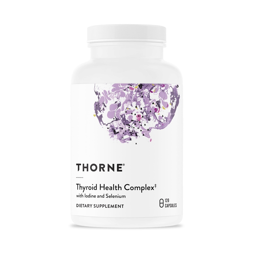 THORNE - Komplex zdraví štítné žlázy - Koeficienty štítné žlázy pro podporu funkce štítné žlázy * - Vitaminy B12, C & E, Ashwagandha, jód, zinek, selen, měď & L-Tyrosin - Třetí strana Certifikovaná - 120 Kapsle