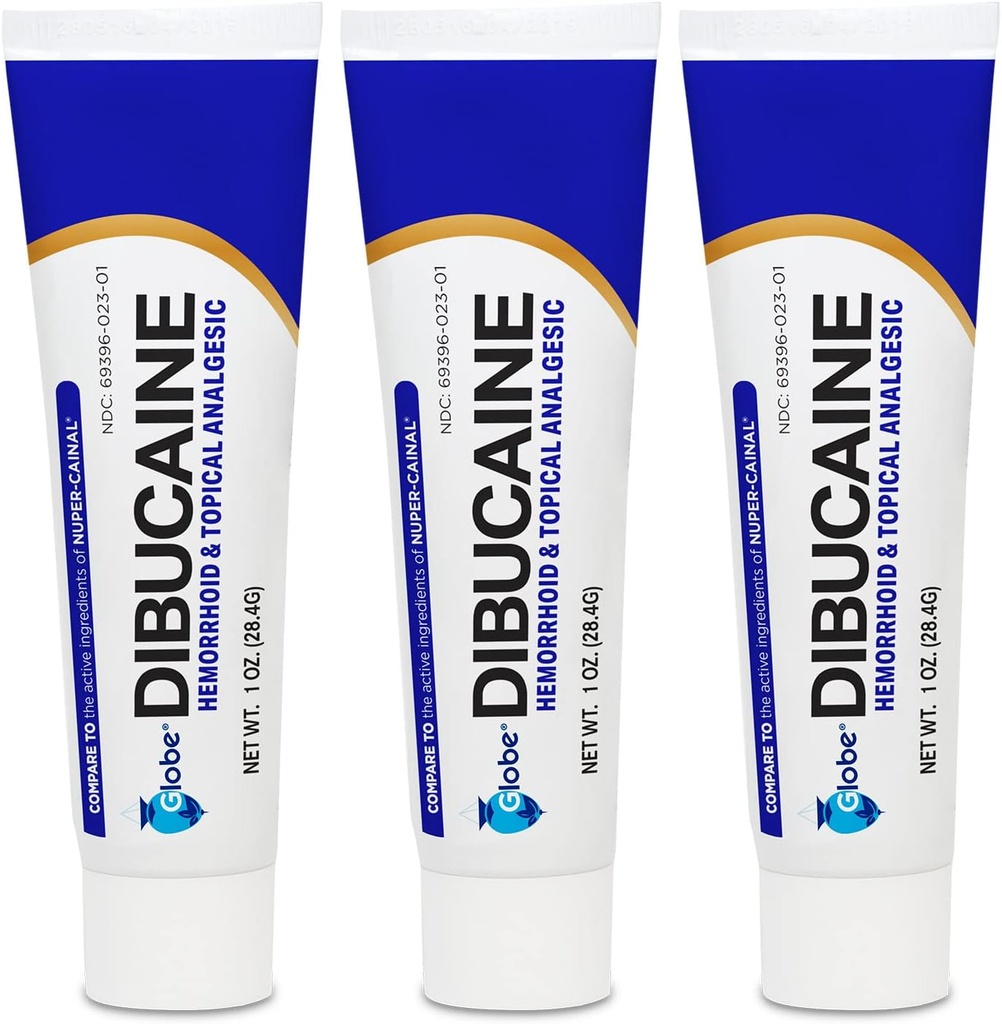 (3 Pack) Globe Dibucaine 1% Hemoroid Léčba Oz Rapid Numbing Relief, Hemoroid Léčba z Itch a Burn