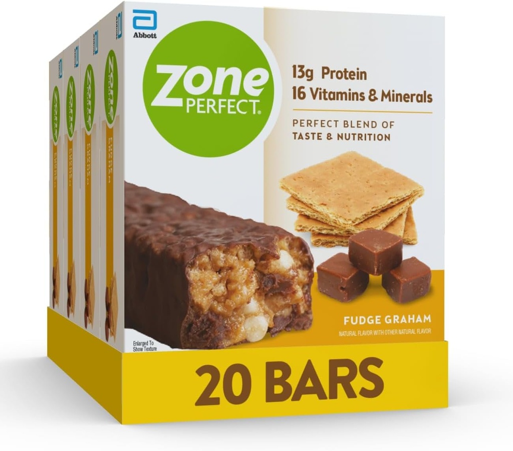 ZonePerfect Protein Bars, 13g Protein, 16 Vitamíny & Minerály, Protein Snack, Fudge Graham, 20 Bary