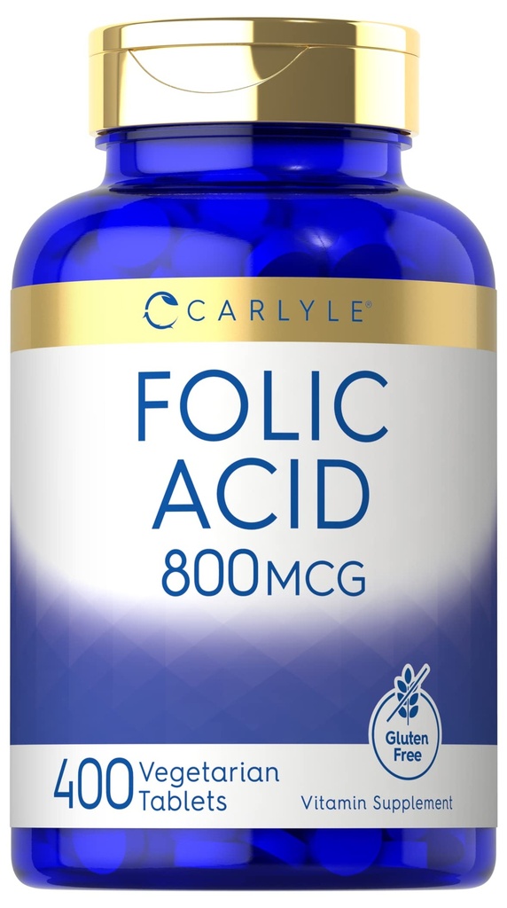 Carlyle Folic Acid 800 Mcg tablety 124; 400 Počet 124; Vegetarian, Non- GMO, gluten zdarma