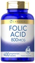 Carlyle Folic Acid 800 Mcg tablety 124; 400 Počet 124; Vegetarian, Non- GMO, gluten zdarma