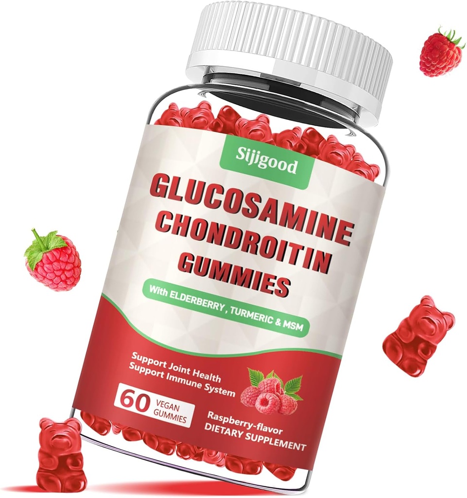 Enhanced Glucosamine Chondroitin Gummies s MSM pro dospělé - Extra- Strength Joint Health & Flexibility, Antioxidant & Imunitation Supplement, 60 Count