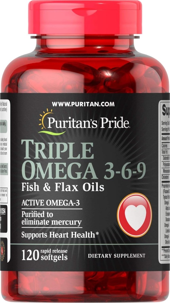 Puritan 's Pride Triple Omega 3-6-9 Fish & Flax oleje