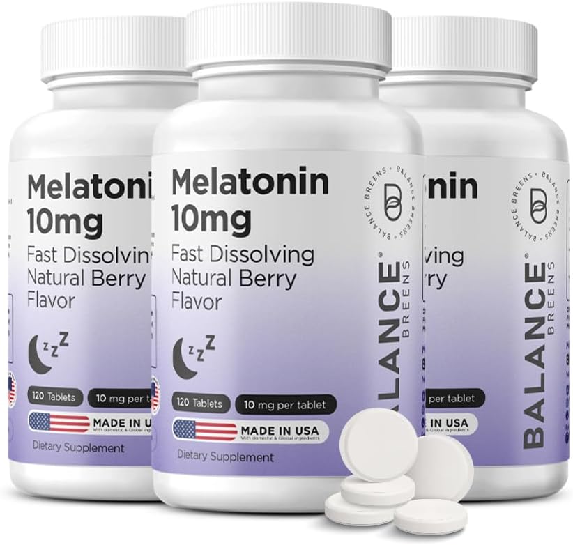 Balancebreens Melatonin 10mg Fast- Disolt, 120 Tablet - Přírodní spánková pomůcka pro přenocování, Drog- Bezplatná podpora pro relaxaci a pohodu
