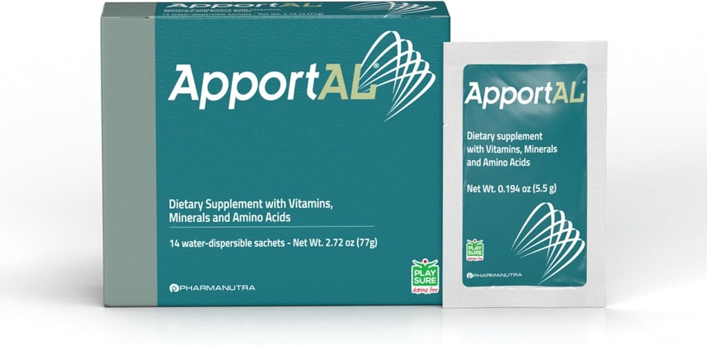 Apportal 19- in-1 Kompletní denní Multivitamin & Mineral dodatek 124; Sucrosomial železo, hořčík, zinek, jód, selen, vitamin C, D, E, B-Complex 124; Energie, imunita, antioxidační podpora 124; 14 Packets