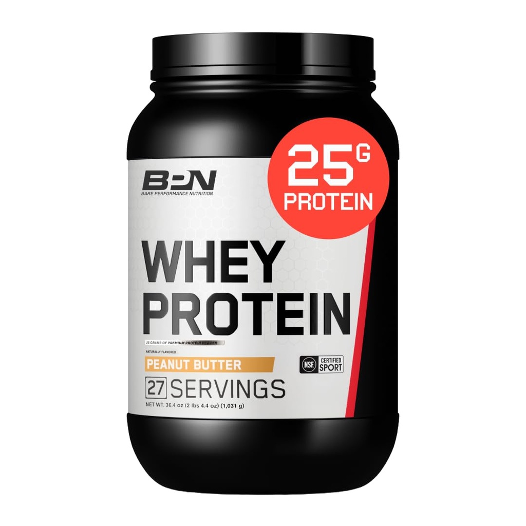 BARE VÝKONNOST VÝPOČET, BPN syrovátkový protein + kasein protein prášek směs, arašídové máslo, 25g protein per Serving Supports Lean Muscle Recovery, 27 Služeb, třetí strana testována