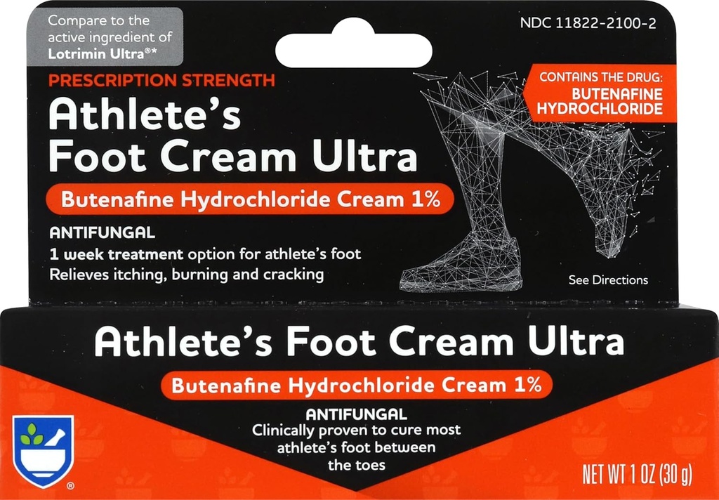 Rite Aid Prescription Strength Foot Care Butenafine Cream - 1 oz, Antimykotická Cream, Jock Itch léčba, léčba Athlete 's Foot Cream Extra Strength