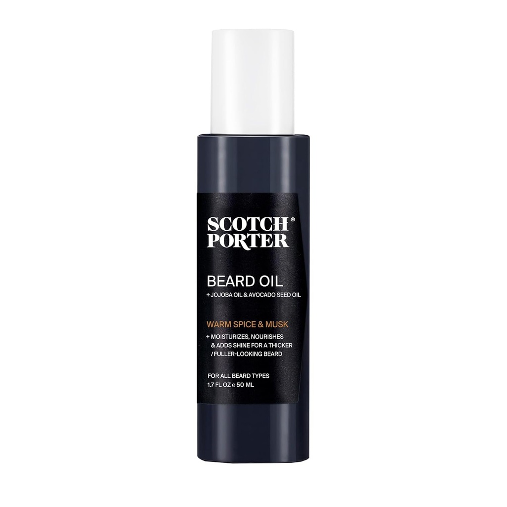 Scotch Porter Smoothing Beard Oil - Nurishing Oil Seals in Moisture & Smooth Flyaways for a Frizz- Free, Fuller / Healthier- Looking Beard with All- Day Shine - Original Scent, 1.7 oz. Láhev
