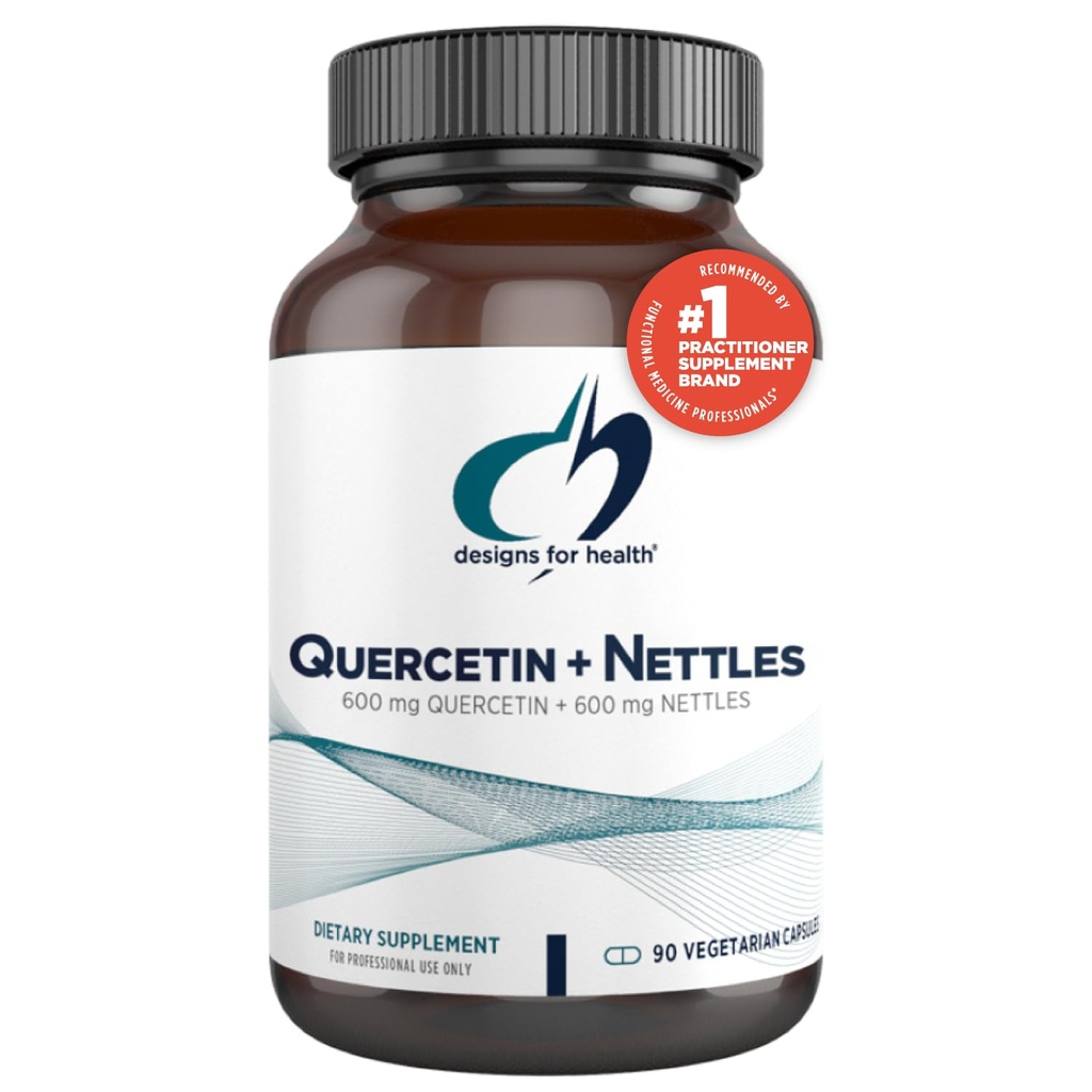Designy pro zdraví Quercetin + Kopřivka Dodatek - Kopřivka Listy + Quercetin Doplňky s flavonoidy - Výkonné antioxidanty pro imunitní podporu (90 Vegan Kapsle)