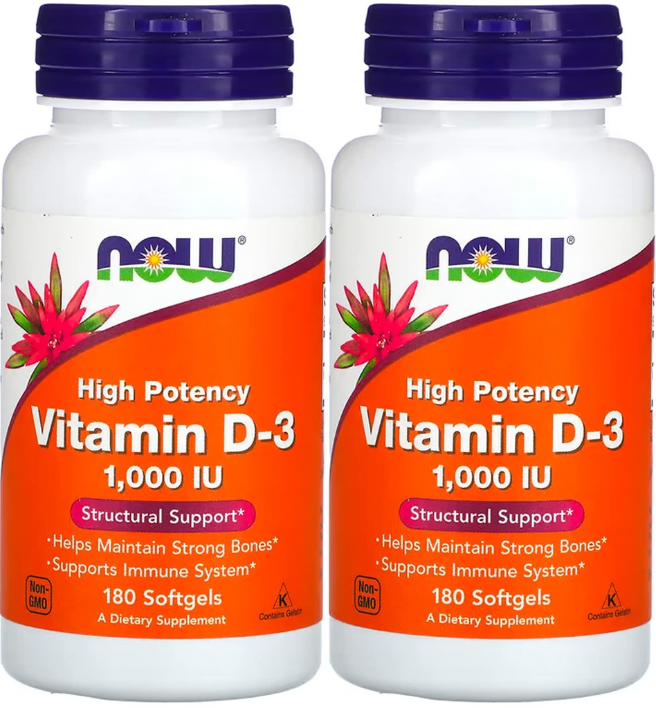 Nyní potraviny - Vitamin D3-1000iu (180 softgels) 2 PACK