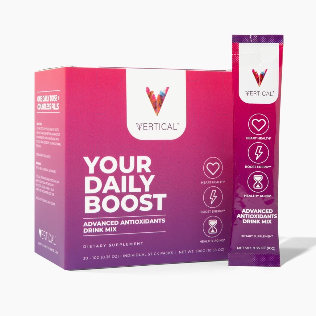 Vertikální prachové tyčinky oxidu dusnatého - Doplněk pro vylepšenou energii, focus a denní wellness - L- Arginin, CoQ10, Alpha Lipoic Acid, 30 Single Serving Sticks