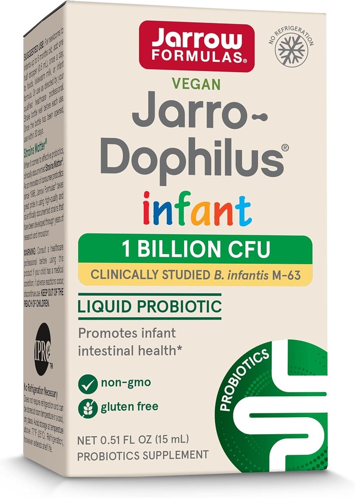 Jarro-Dophilus ® Infant Liquid Probiotic, Dietní dodatek, Intestinální zdravotní podpora pro kojence, 1 miliarda CFU per Serving, 0.51 fl oz, 30 denní zásobování