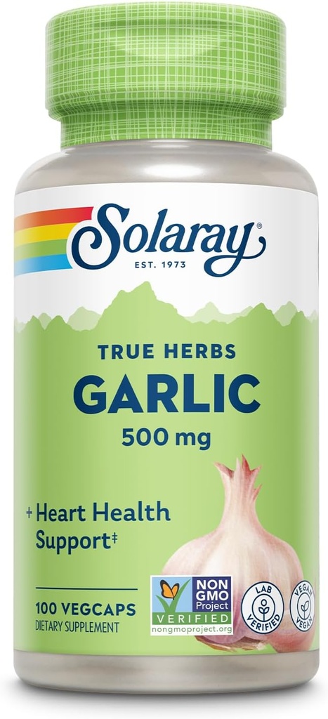 SOLARAY Česnek 500 mg insulinum 124; Zdravá imunitní, cirkulační a kardiovaskulární systémová podpora