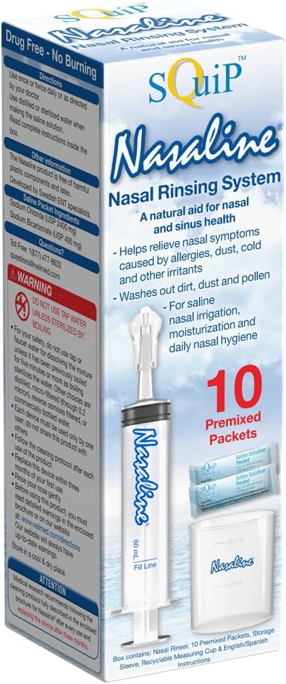 Squip Nasaline Nasal Rinsing systém s 10 Premixed Saline Packets