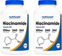 Nutricost Niacinamid (vitamin B3) 500mg, 240 tobolek (2 lahvičky)