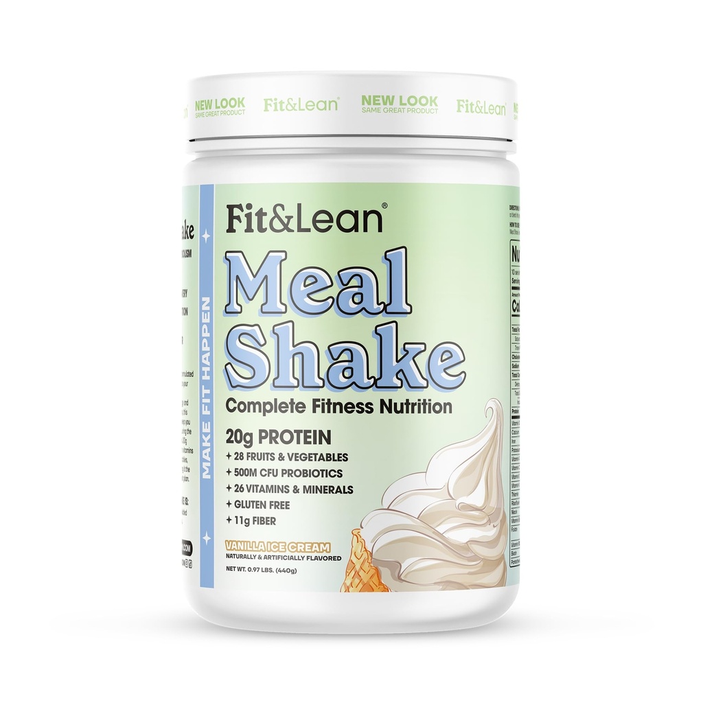 Fit & Lean Meal Shake, Tuk Hořící Strava Náhrada, Protein, Vláknina, Probiotika, Vanilla, 1LB, 10 Servings per Container