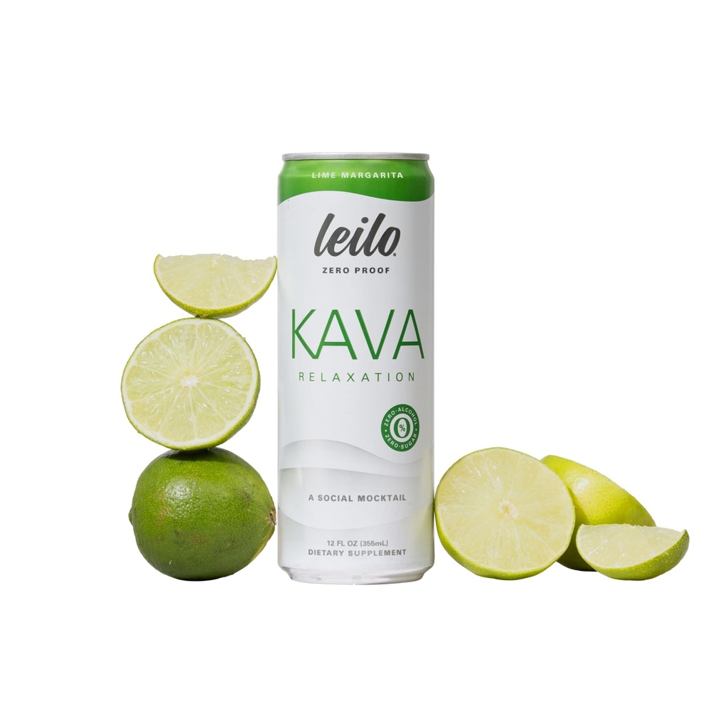LEILO CONTROL124; Kava Powered Lime Margarita Mocktail drink 124; 12- Pack - Sugar- Free & Non- ALC Functional Relaxation Support CANS 124; 12 fl oz Cans (Balení po 12)