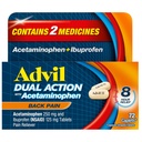 Advil Dual Action Back Pain Caplet Dodává 250mg Ibuprofen a 500mg Acetaminofen per Dose po dobu 8 hodin bolesti zad - 72 Počet