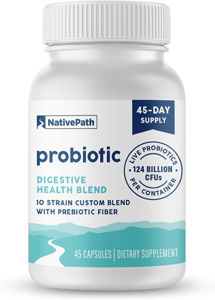 NativePath Daily Probiotic, 10-Strain Custom Blend Probiotika Dodatek pro muže a ženy, 82 miliard CFU - 45 Počet