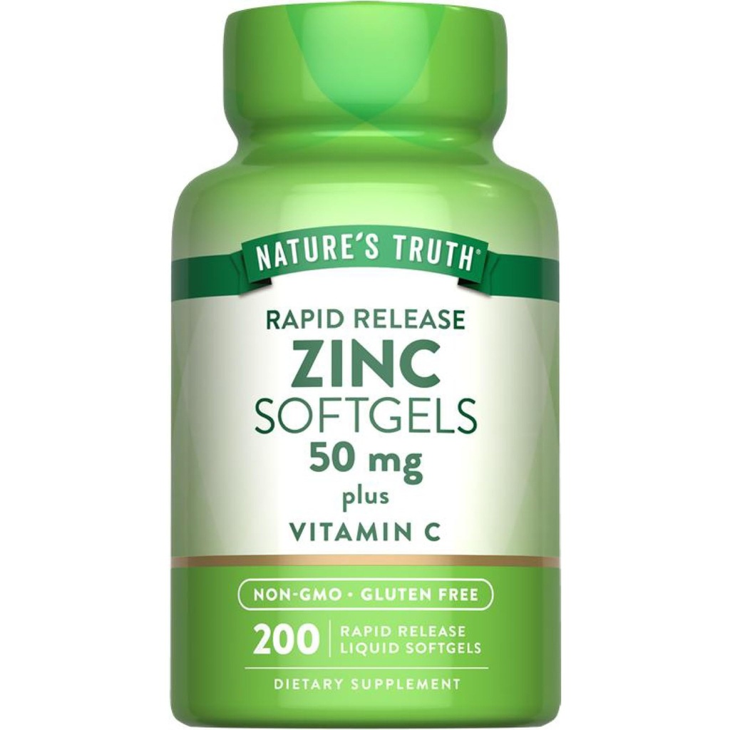 Příroda je pravda zink 50mg dodatek 124; s vitaminem C 124; 200 kapalné ponožky 124; non-GMO & gluten zdarma