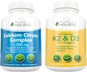 Čistě holistický citrát vápenatý komplex 1000mg + vitamín D3 125mcg K2 MK7 90mcg - 365 Veganské kapsle + 150 Vegetariánské kapsle Bundle - Vyrobeno v USA