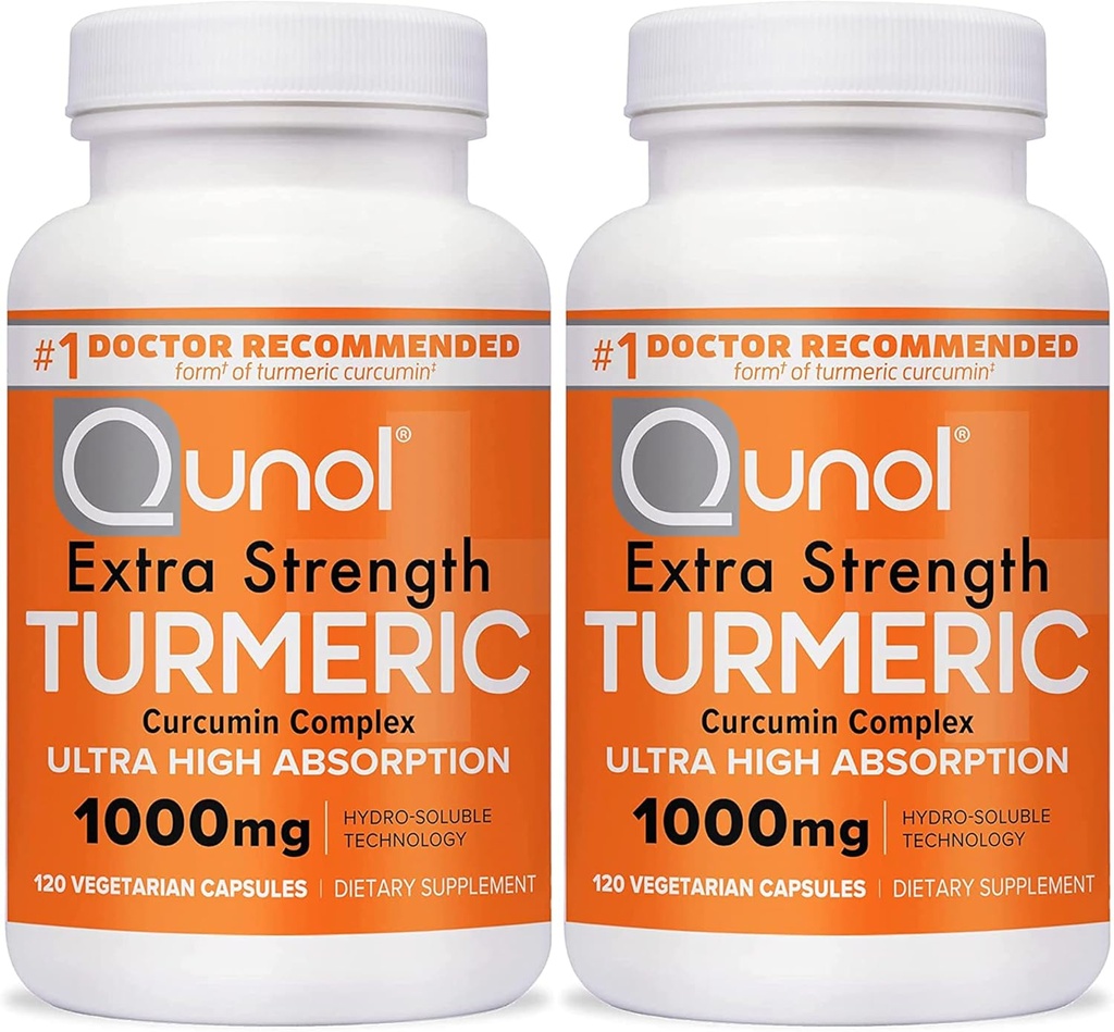 Qunol Kurkumin Kapsle, 1000mg Extra Strength Supplement, Patentovaná hydrorozpustná technologie, Alternativní k kurkumin černý pepř, 240 Veggie Kapsle