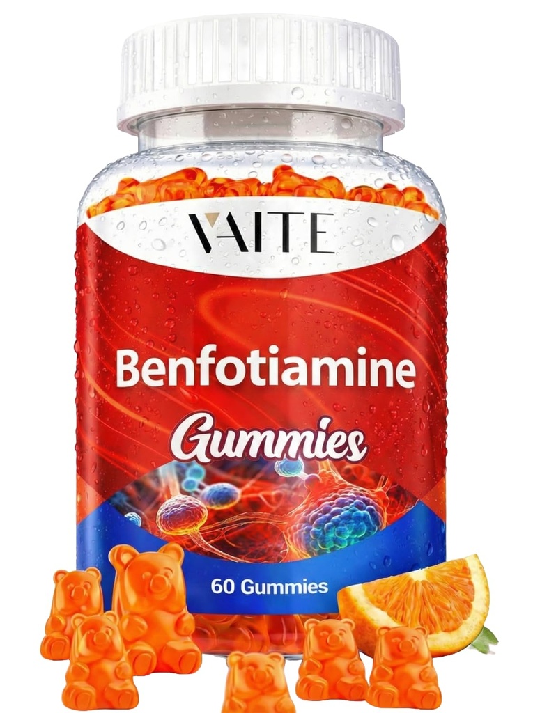 Benfotiamin 320mg gumové s 45 mg L- leucin doplněk: esenciální vitamin B1 komplex pro muže a ženy, non-GMO, Vegan & gluten- Free - podporuje metabolismus, energie a nervový systém zdraví