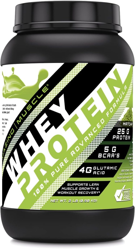Amazing Muscle 100% syrovátkový protein Powder * Advanced Formule with Syney Protein Isolate as a Primární složka spolu s Ultra filtrovaný syrovátkový protein koncentrát (Japonská Matcha, 2 Lb)
