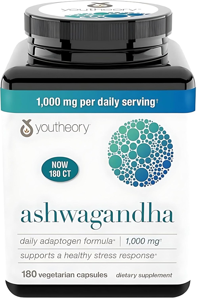 Generický Ashwagandha dodatek Organic KSM- 66 Ashwagandha vegetariánský dodatek 180 Kapsle, 1000mg na denně Serving, Nápověda Podpora zdravé řízení stresu reakce, jasné