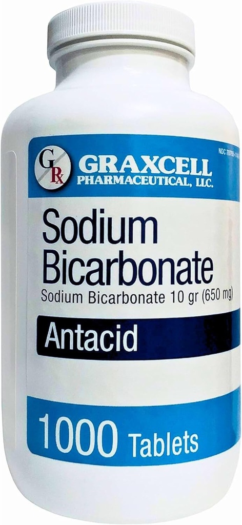 Sodná sůl bikarbonátu Tablety CLAS124; USP 650mg (10 zrn) CLAS124; Relief of Acid Indigestion, Heartburn, Sour Stomach & Upset Stomach CLAS124; Ledviny Health CLAS124; 1000 Count