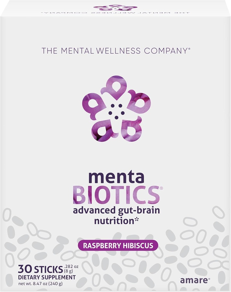 MentaBiotics ® Advance Gut Brain Nutrition Prebiotic, Probiotic, a Phytobiotika, Malina Hibiscus, 30 Služeb