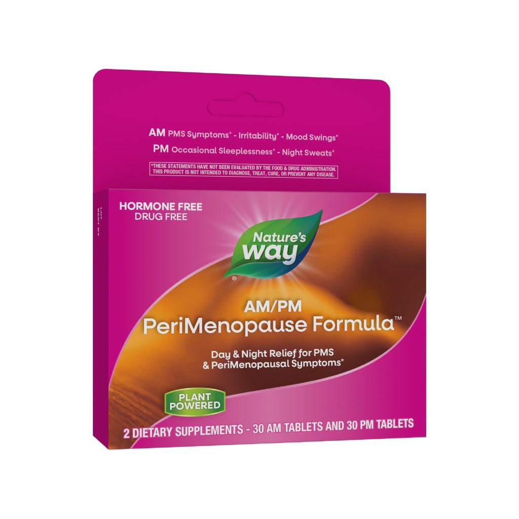 Příroda je cesta AM / PM PeriMenopauza Formule, Perimenopauza a PMS Symptomatická podpora *, Hormone- Free, Hot Flashs *, PMS příznaky *, Restful Sleep *, 30 AM & 30 PM tablety (Balení květen Vary)
