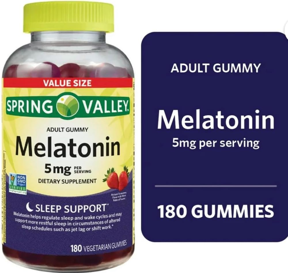 Soring Valley Melatonin Gummies, Non GMO, Strawberry Flavor, 5 mg, 180 Počet