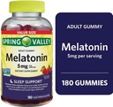 Soring Valley Melatonin Gummies, Non GMO, Strawberry Flavor, 5 mg, 180 Počet