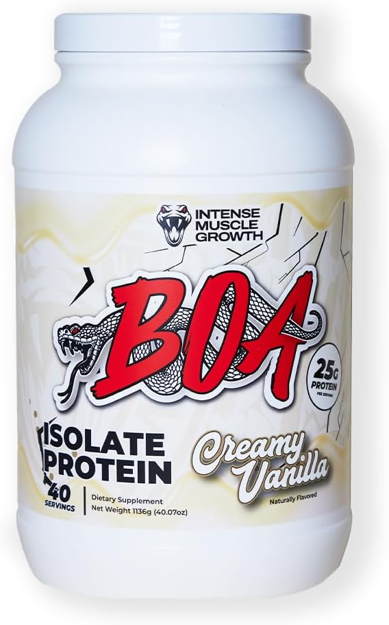 BOA izolát proteinu s vitaminem B6 a zinkem - Low- Sodná syrovátka izolát 25g proteinu na Scoop - (krémová vanilka - 40 Služeb)
