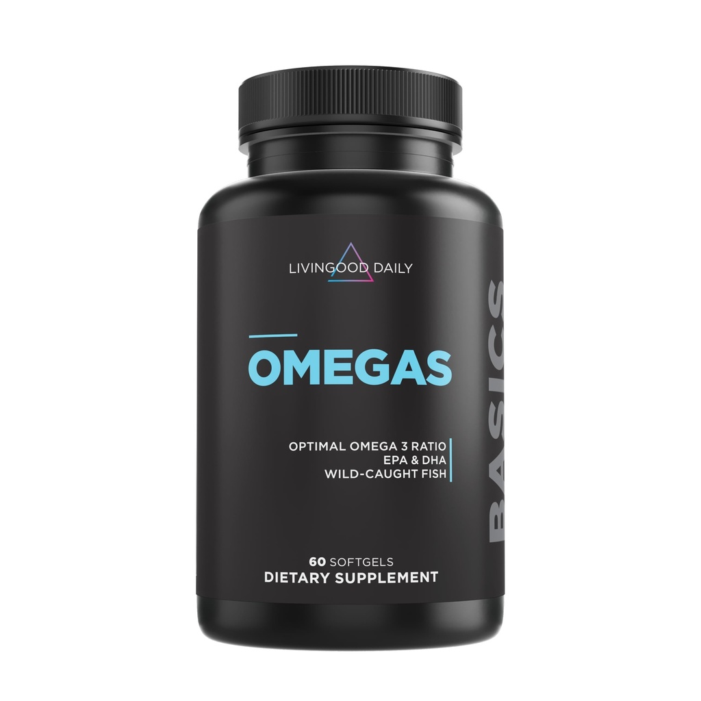 Livingood Daily Fish Oil Omega 3 dodatek, EPA a Dha z Wild Catched Fish, Omega 3 Fatty Acids for Heart, Brain, and Joint Health for Men and Women, Gluten Free, 30 Day Supply, 60 Softgels