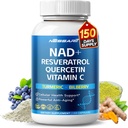 NAD + REVERATROL doplněk - 10- in-1 přírodní směs s Quercetin Turmeric Berberine Bilberry Green Tea - 150 Počet - Made & Tested v USA