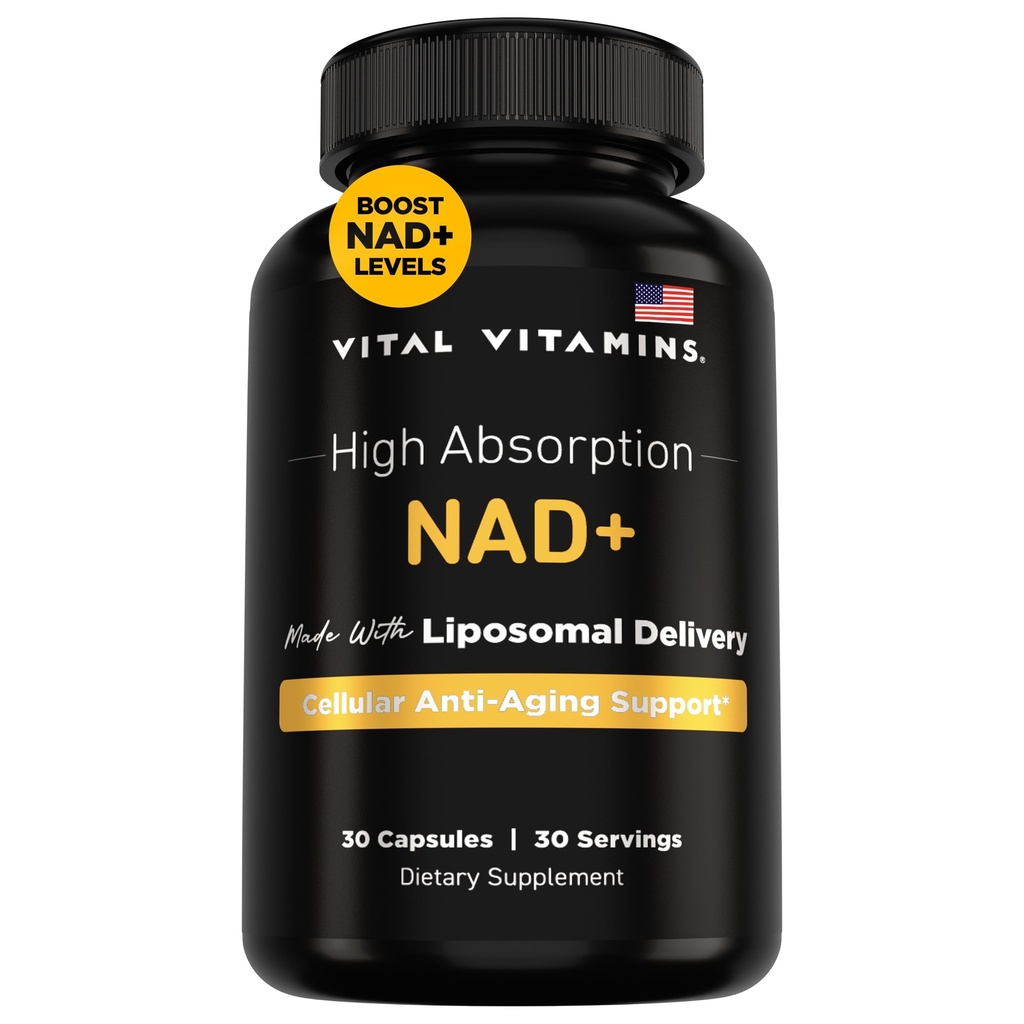 Vitální vitamíny NAD dodatek - NAD + (Nicotinamid Adenine Dinucleotide) pro muže a ženy - Made with Liposomal Delivery - Cellular Anti- Aging Support, Energy, Focus - 30- Day Supply