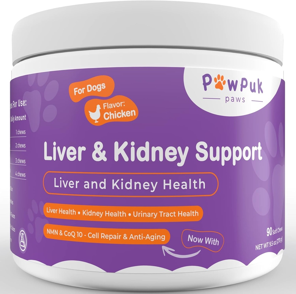 Játra a ledviny Vitamíny doplňky pro psy, SAM- E & Silymarin - funkce jater, NMN & CoQ10 - Anti- Aging, Rehmannia & Rhubarb - Přírodní Bylinné ledviny Podpora, Cranberry - UT zdraví