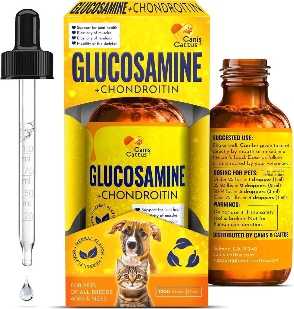 Glukosamin pro kočky 124; Psí kloub Tekutý dodatek 124; Kočičí kloubní dodatek 124; Glukosamin pro psy Tekutý Psi 124; Bylinný Flavor 124; 2 Oz