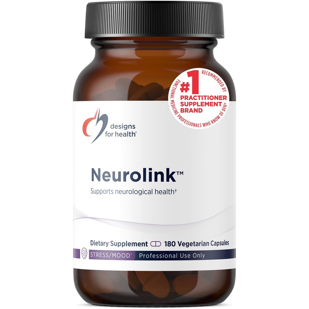 Design pro zdraví Neurolink - L-Tyrosin, GABA, 5-HTP, Inositol + Taurin dodatek - Určeno pro podporu mood, Neurologické + kognitivní zdraví - Non- GMO (180 Kapsle)