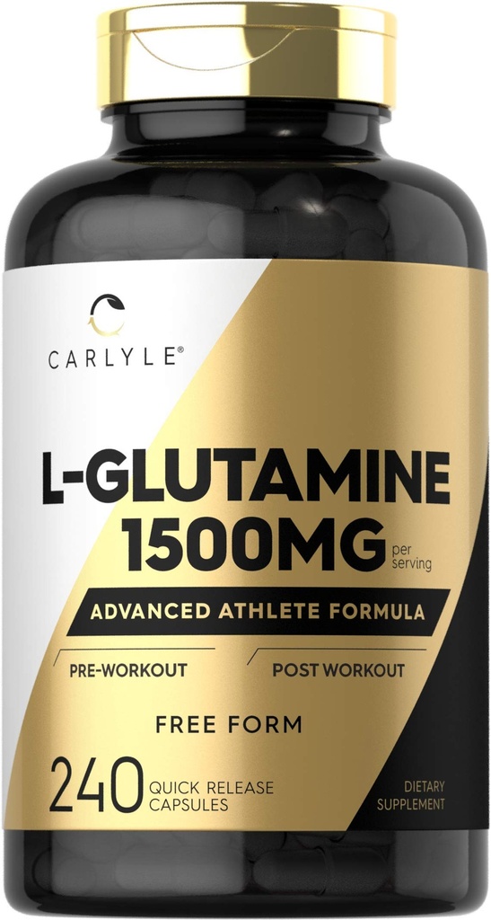 Carlyle L Glutamin Kapsle 124; 1500mg Glutamin 124; 240 Počet 124; Advanced Athlet Formule 124; Pre a Post cvičení 124; Non-GMO, gluten zdarma dodatek