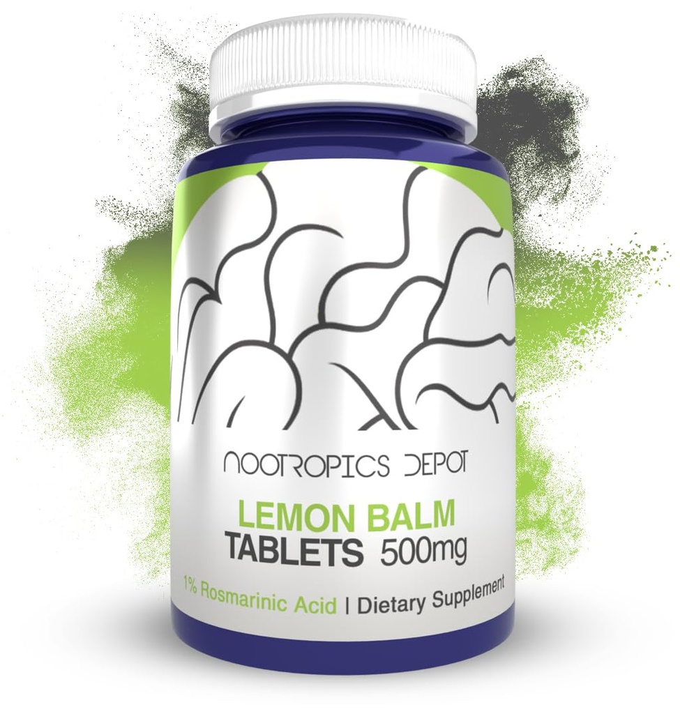 Nootropics Depot Lemon Balm Extract Tablety CLAS124; 500mg CLAS124; 120 Count CLAS124; 10: 1 Voda Ethanol Extract