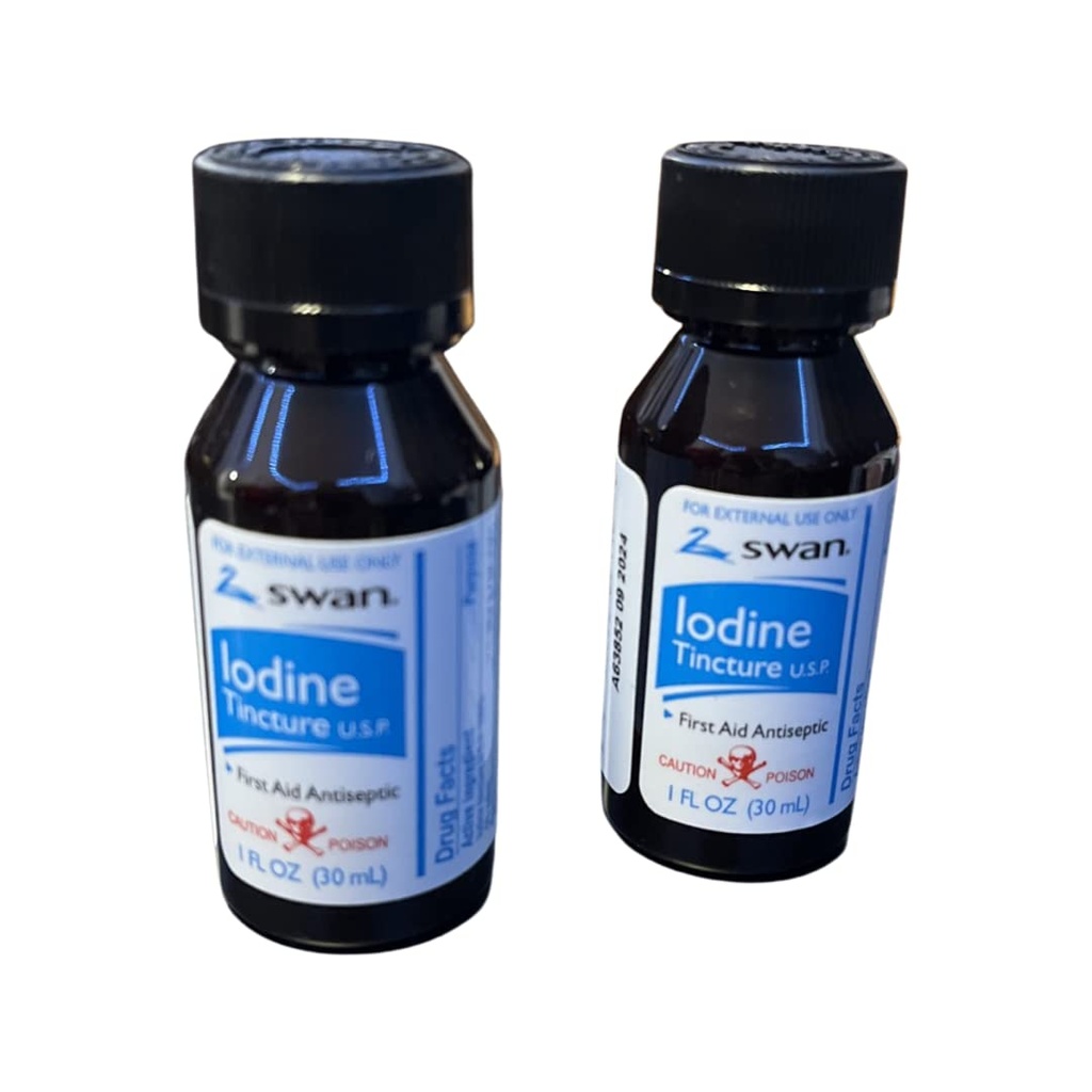Labutí jód Tinktura První pomoc Antiseptikum 2% Jod USP, 1 Oz láhev, 2,4 nebo 6 balení (6)