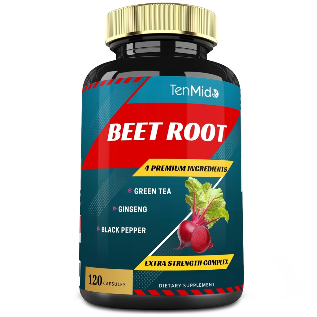 Beet Root Extract Kapsle, 4 měsíce Dodávka & Zelený čaj, Ginseng, Black Pepper 124; Zvýšená energie, Atletic Performance Podpory, Posiluje Stamina 124; Nutritional Workout doplňky